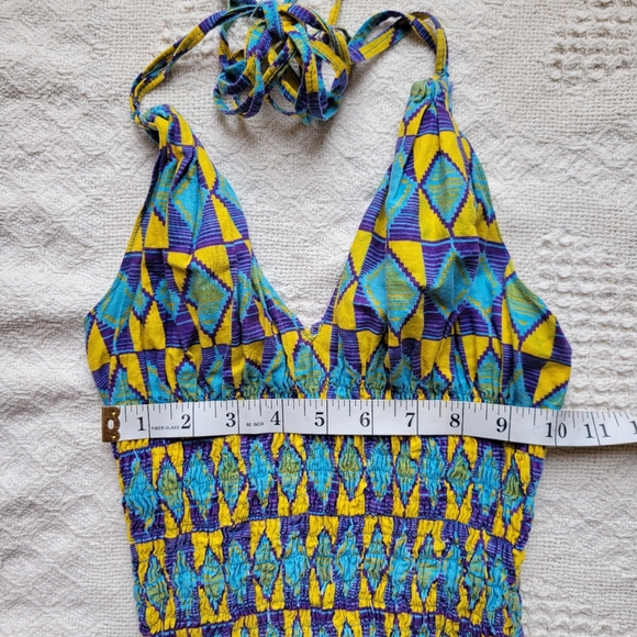 Geometric Vibrant Halter Top Adjustable Maxi Summer Dress - Picture 8 of 12